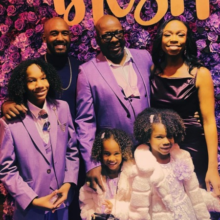 La'Princia Brown with her father Bobby Brown and half-siblings. 